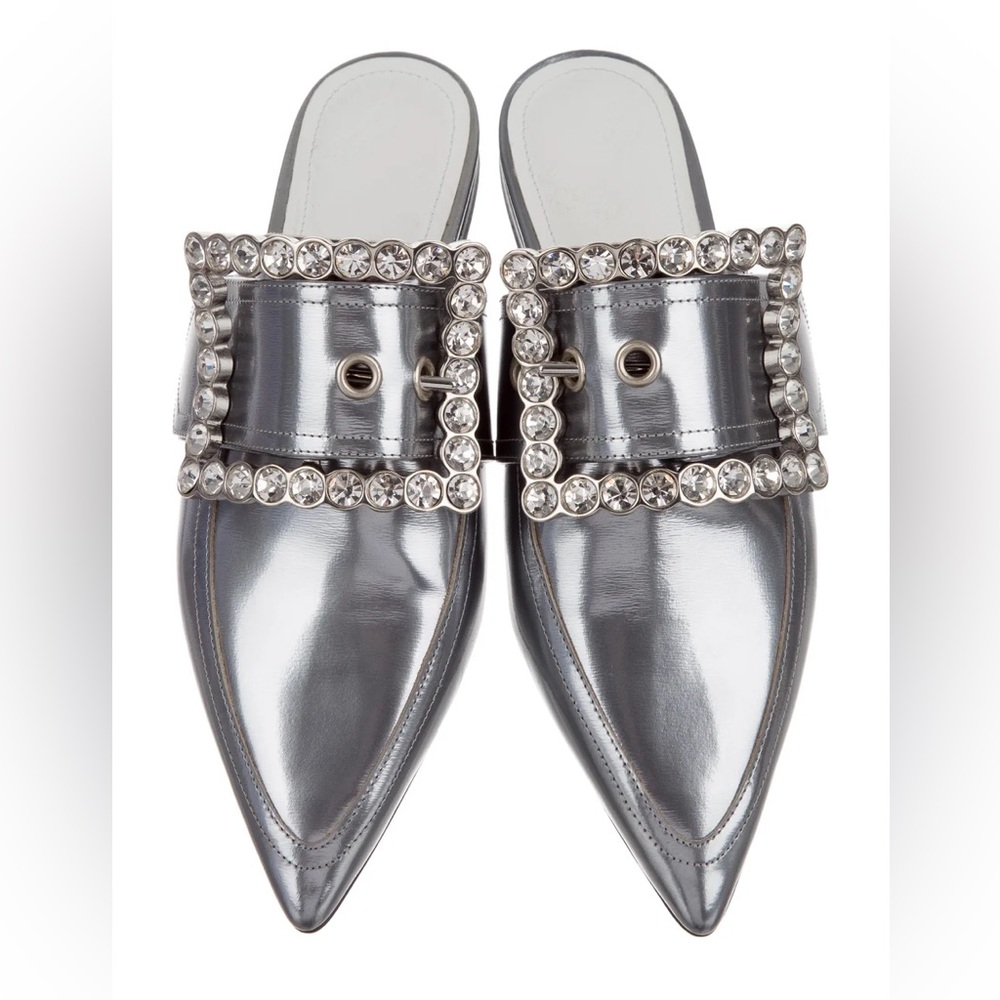 Maison Margiela Silver Buckle Crystals Slide mules